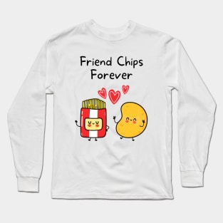 Cute Friend Chips Forever Platonic Friendship Best Friend Jokes Long Sleeve T-Shirt